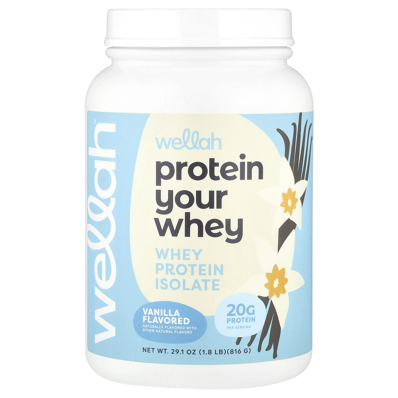 Wellah, Protein Your Whey, изолят сывороточного протеина, ваниль, 816 г (1,8 фунта)
Wellah, Protein Your Whey, изолят сывороточного протеина, ваниль, 816 г (1,8 фунта)