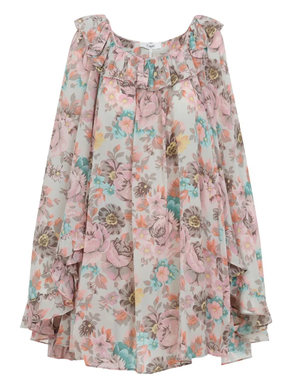 Мини-платье с цветочным принтом и оборками CHLOÉ, серый
Мини-платье с цветочным принтом и оборками CHLOÉ, серый