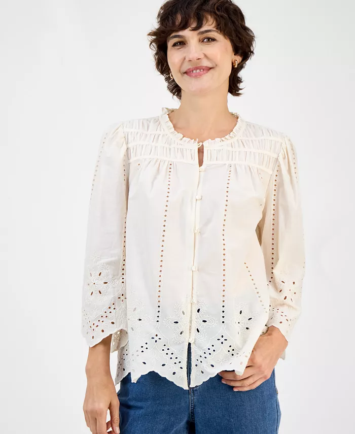Небольшая блузка с вышивкой ришелье и застежкой на пуговицы Style & Co, розовый
Небольшая блузка с вышивкой ришелье и застежкой на пуговицы Style & Co, розовый