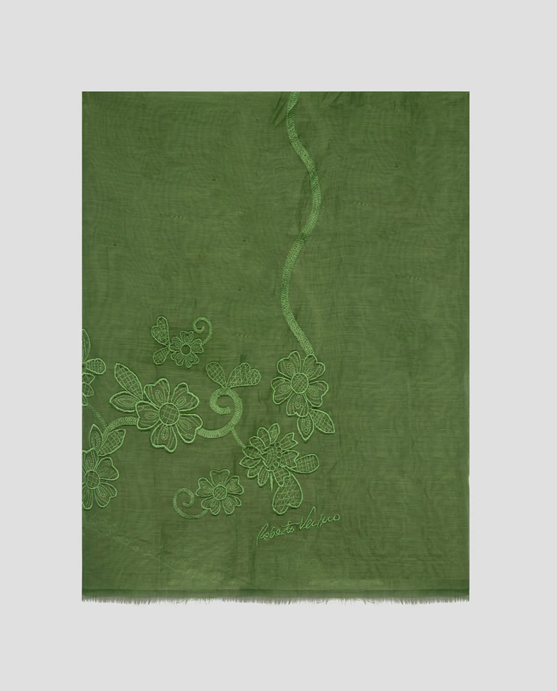 Женский шарф из шелка и хлопка с вышивкой Roberto Verino, зеленый
Женский шарф из шелка и хлопка с вышивкой Roberto Verino, зеленый