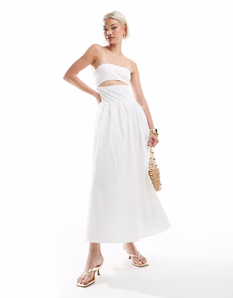 Эксклюзивное платье-бандо Frolic из поплина белого цвета с вырезами и завязками на спине The Frolic
Эксклюзивное платье-бандо Frolic из поплина белого цвета с вырезами и завязками на спине The Frolic