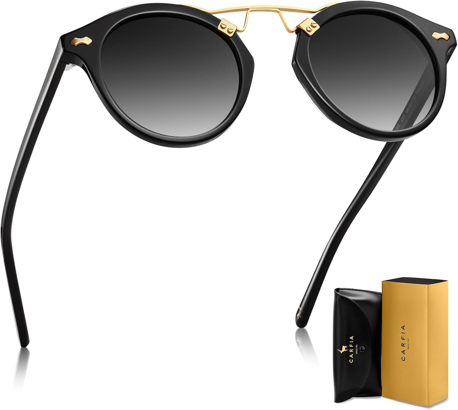 Солнцезащитные очки CARFIA Small Face Acetate Polarized Sunglasses для женщин с защитой от УФ-излучения, в стиле ретро, с двойной перемычкой и металлическими оправами, круглые, 1. Black Frame Gradient Grey Lens
Солнцезащитные очки CARFIA Small Face Acetate Polarized Sunglasses для женщин с защитой от УФ-излучения, в стиле ретро, с двойной перемычкой и металлическими оправами, круглые, 1. Black Frame Gradient Grey Lens