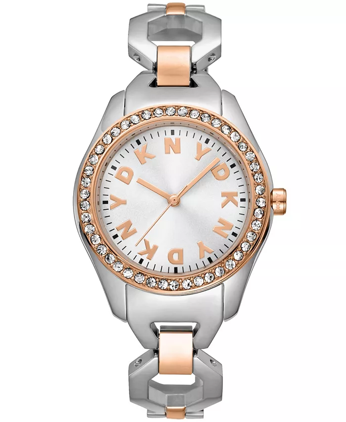 Женские часы Astoria Midi Glitz с серебристым циферблатом и браслетом из нержавеющей стали двух цветов (розовое золото), 33 мм DKNY
Женские часы Astoria Midi Glitz с серебристым циферблатом и браслетом из нержавеющей стали двух цветов (розовое золото), 33 мм DKNY