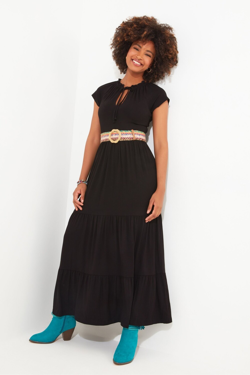 Платье макси в стиле бохо с завязкой и бахромой Joe Browns, черный 
Платье макси в стиле бохо с завязкой и бахромой Joe Browns, черный