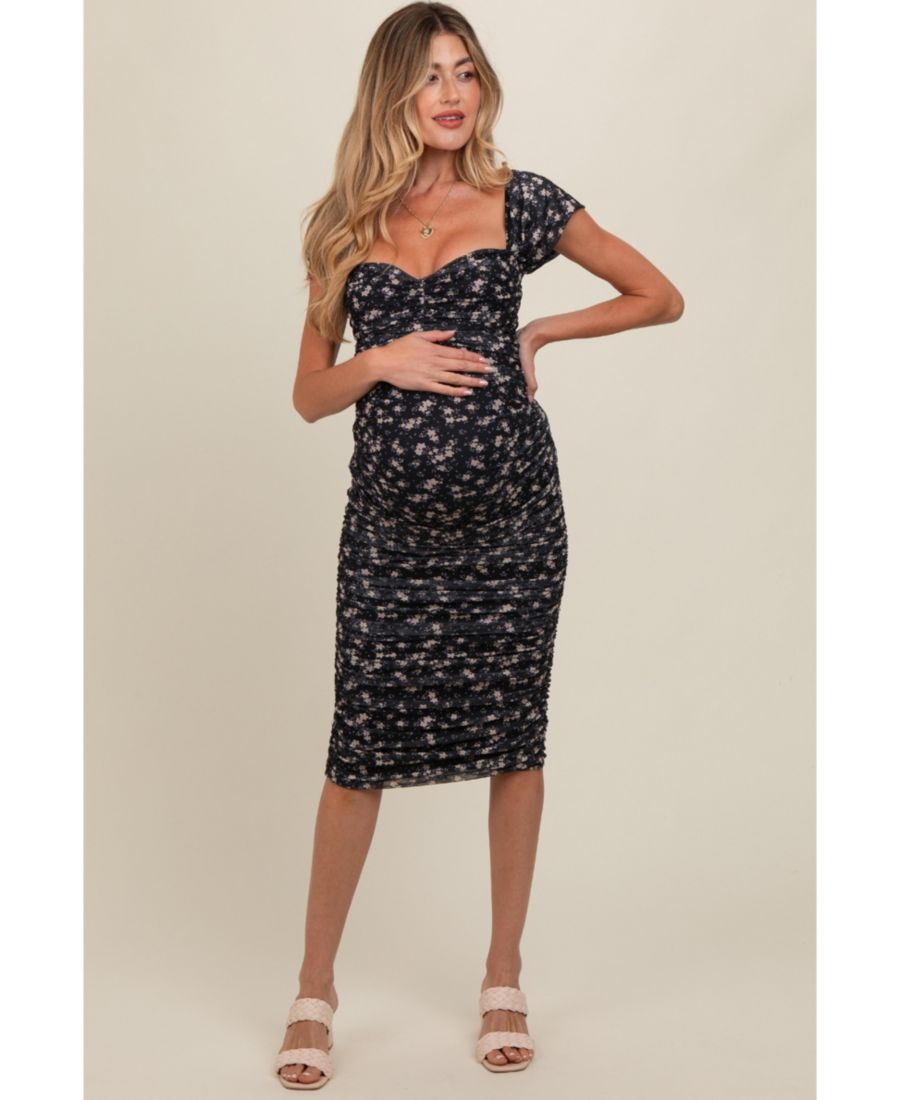 Черное трикотажное платье для беременных с принтом и сборками, из эластичного трикотажа Pinkblush, Black
Черное трикотажное платье для беременных с принтом и сборками, из эластичного трикотажа Pinkblush, Black