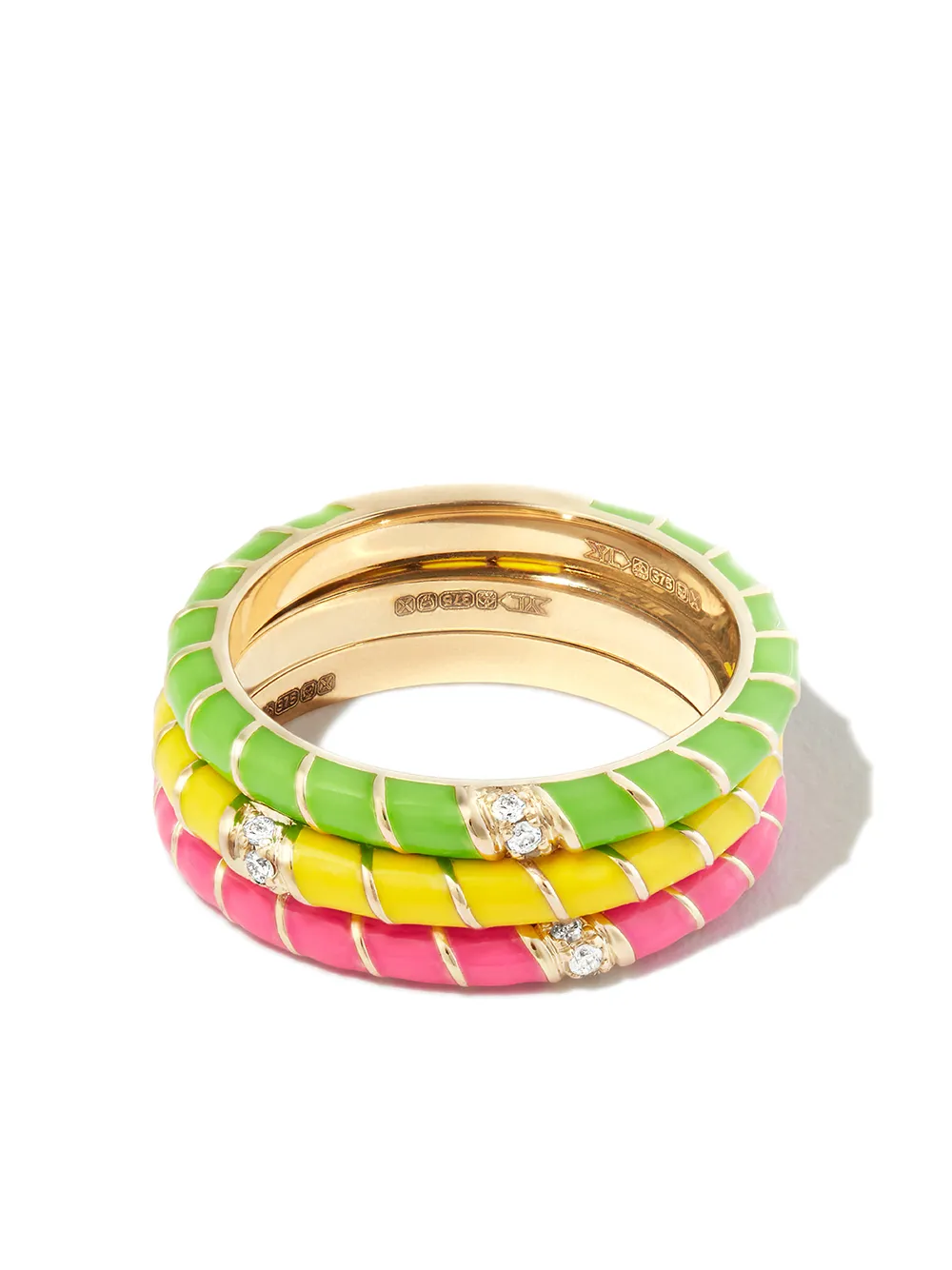 Набор из трех золотых колец с бриллиантами и эмалью Yvonne Léon, золотой
Набор из трех золотых колец с бриллиантами и эмалью Yvonne Léon, золотой