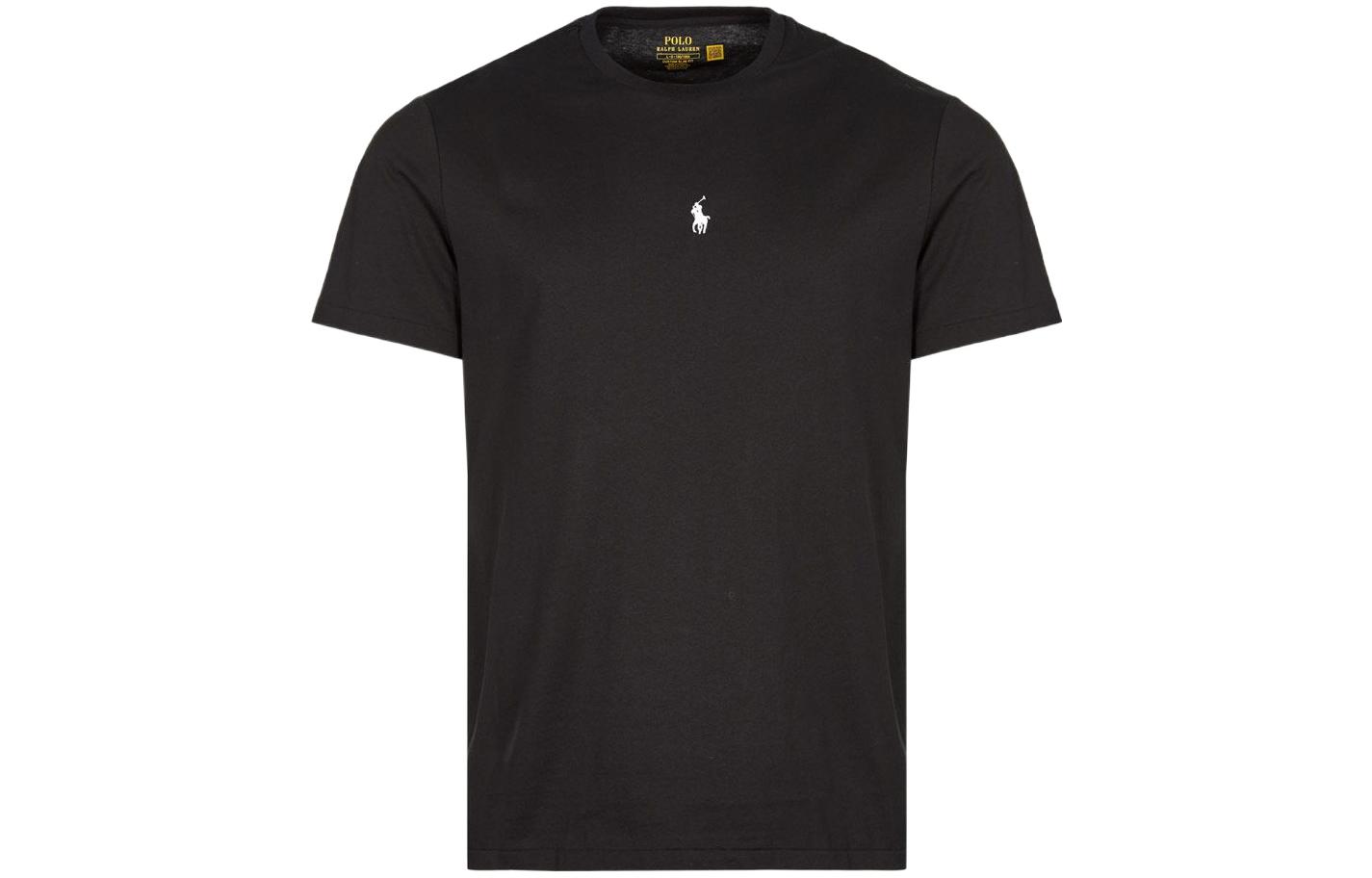 Футболка поло с вышитым логотипом Polo Ralph Lauren, черная 
Футболка поло с вышитым логотипом Polo Ralph Lauren, черная
