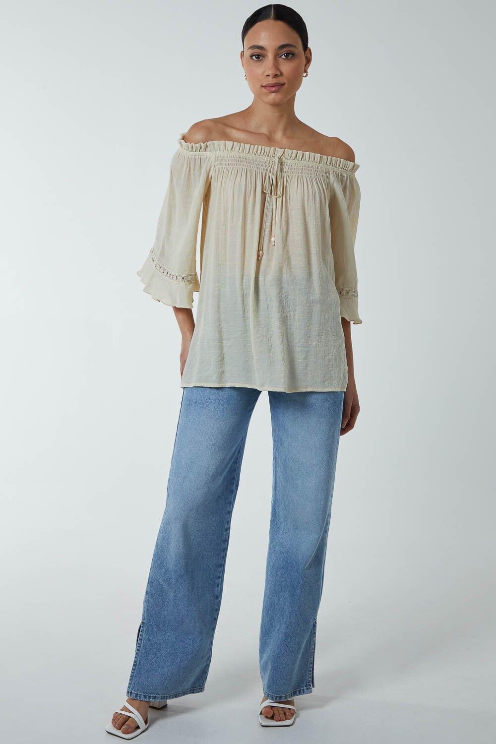 Топ с открытыми плечами и завязкой спереди Blue Vanilla, бежевый
Топ с открытыми плечами и завязкой спереди Blue Vanilla, бежевый