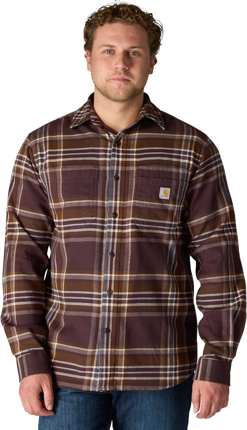 Carhartt мужская рубашка из фланели в клетку, с длинным рукавом, модель Rugged Flex, свободный крой, средней плотности, Dark Sepia
Carhartt мужская рубашка из фланели в клетку, с длинным рукавом, модель Rugged Flex, свободный крой, средней плотности, Dark Sepia