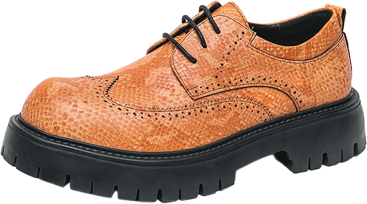 Мужские дерби с текстурой под зминую кожу, на шнуровке, с платформой и декоративными перфорациями, винтажные, с круглым носком, нескользящей резиновой подошвой, стильные деловые и вечерние туфли Nxnbhsl, оранжевый
Мужские дерби с текстурой под зминую кожу, на шнуровке, с платформой и декоративными перфорациями, винтажные, с круглым носком, нескользящей резиновой подошвой, стильные деловые и вечерние туфли Nxnbhsl, оранжевый