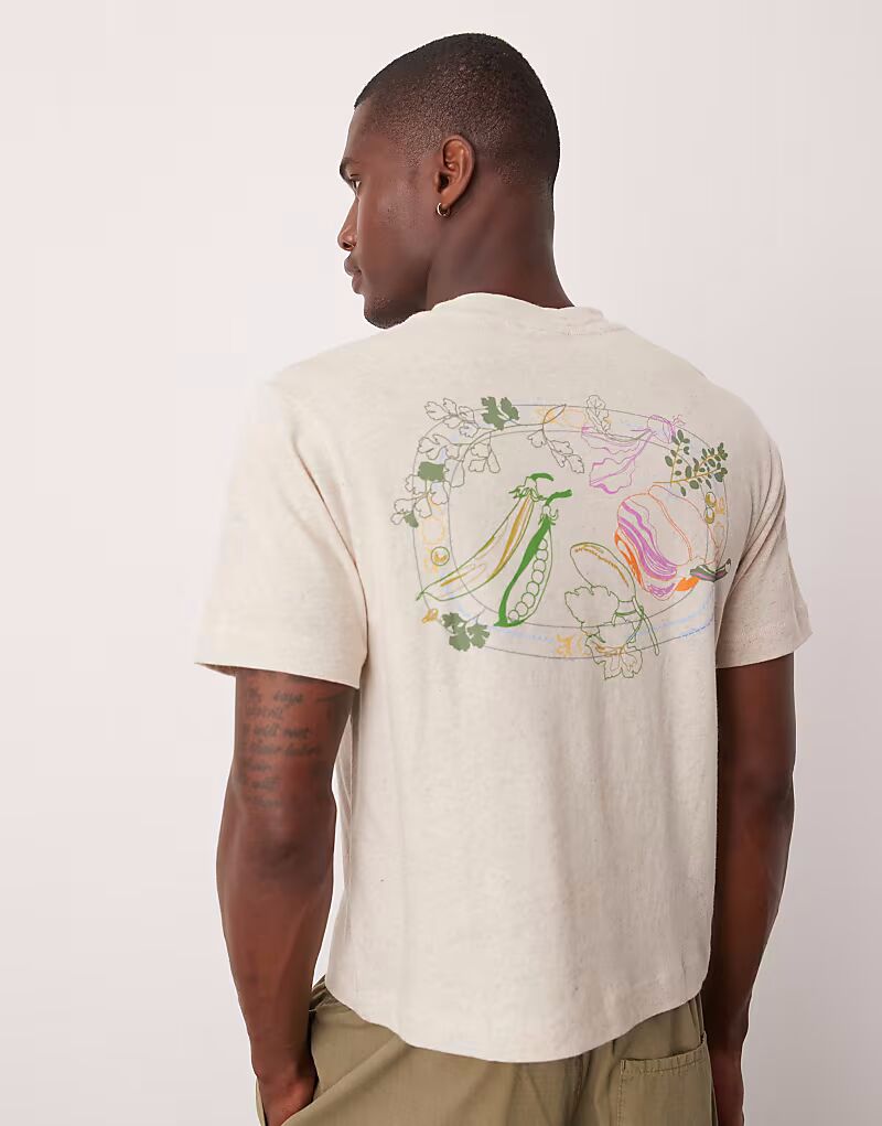 Укороченная свободная футболка ASOS DESIGN из льняной смеси с изображением еды в кремовом цвете
Укороченная свободная футболка ASOS DESIGN из льняной смеси с изображением еды в кремовом цвете