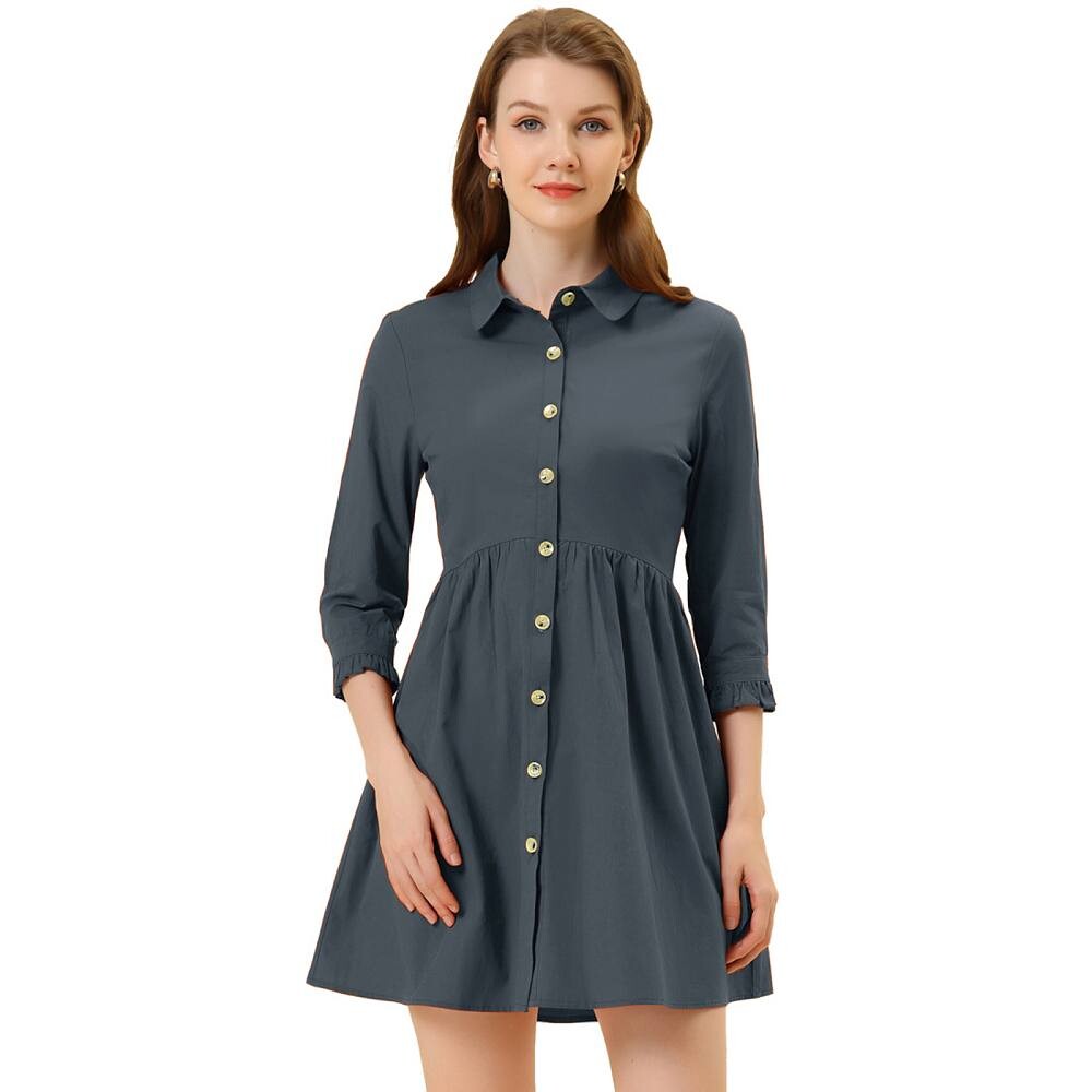 Женское расклешенное мини-платье-рубашка с рукавами 3/4 и пуговицами спереди ALLEGRA K, цвет Dark Blue
Женское расклешенное мини-платье-рубашка с рукавами 3/4 и пуговицами спереди ALLEGRA K, цвет Dark Blue