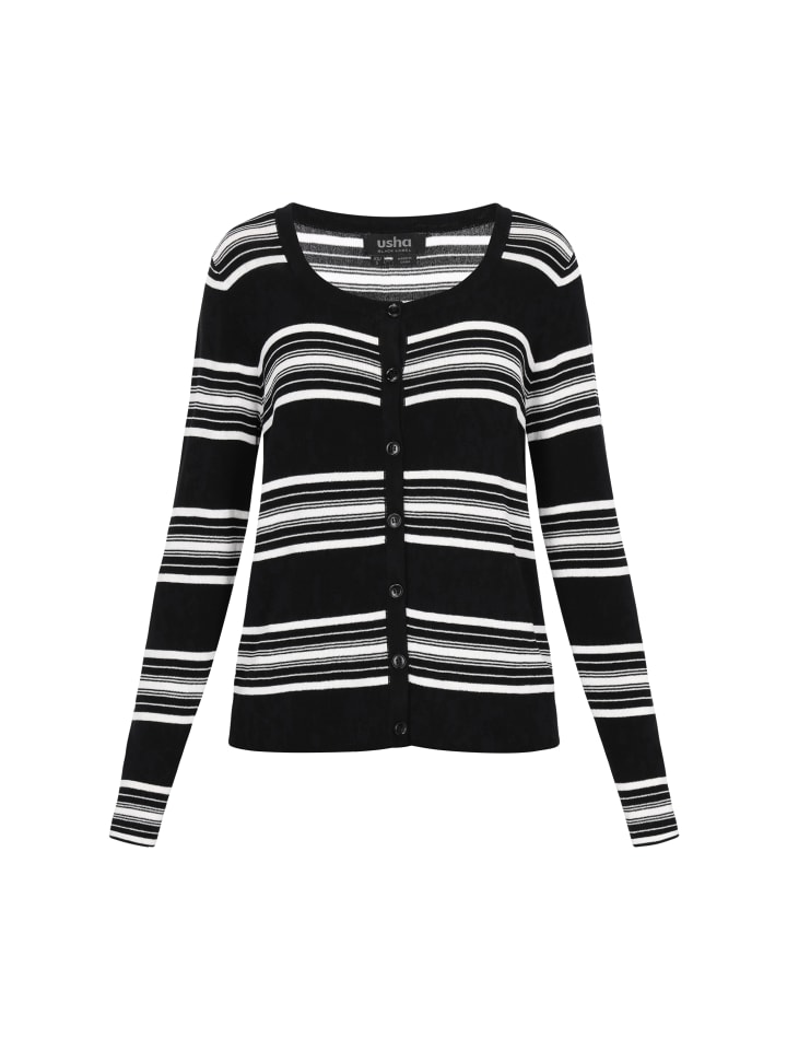 Usha BLACK LABEL Женский кардиган черного и кремового цвета
Usha BLACK LABEL Женский кардиган черного и кремового цвета