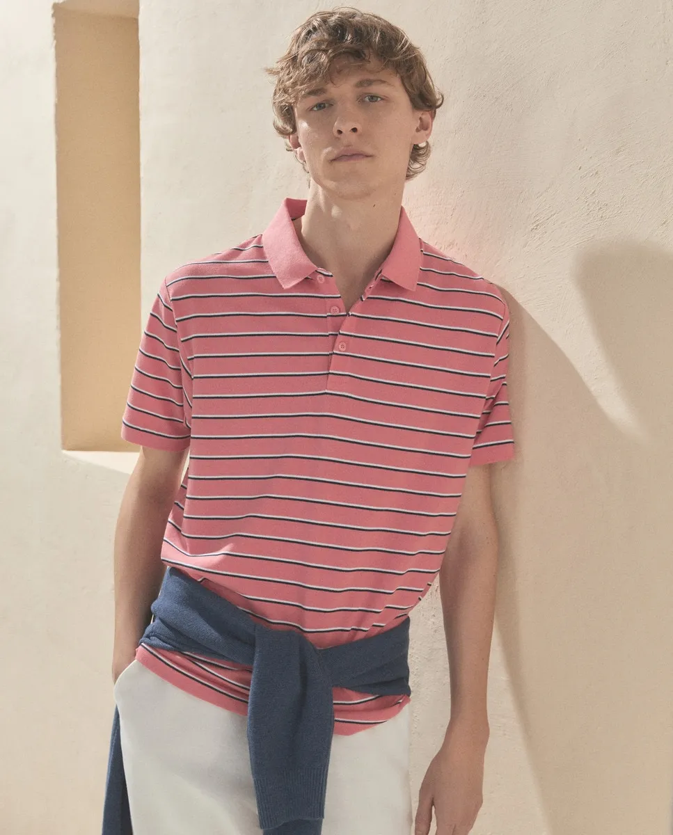 Мужская рубашка-поло в полоску с короткими рукавами Dustin, коралловый
Мужская рубашка-поло в полоску с короткими рукавами Dustin, коралловый