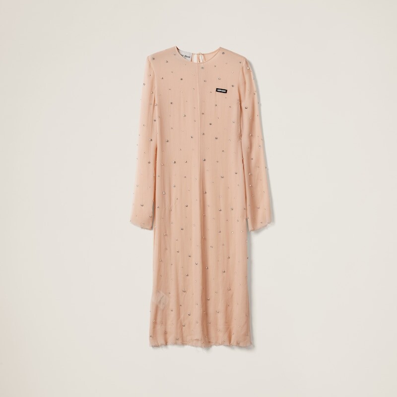 Шифоновое платье с вышивкой Miu Miu, розовый
Шифоновое платье с вышивкой Miu Miu, розовый