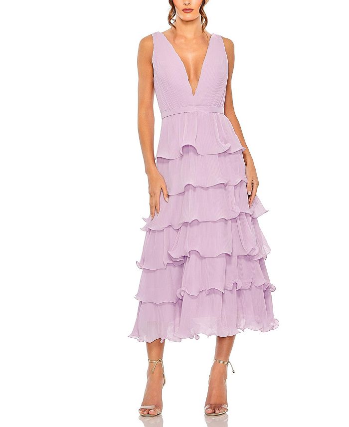 Платье миди с глубоким V-образным вырезом и оборками без рукавов Mac Duggal, фиолетовый
Платье миди с глубоким V-образным вырезом и оборками без рукавов Mac Duggal, фиолетовый