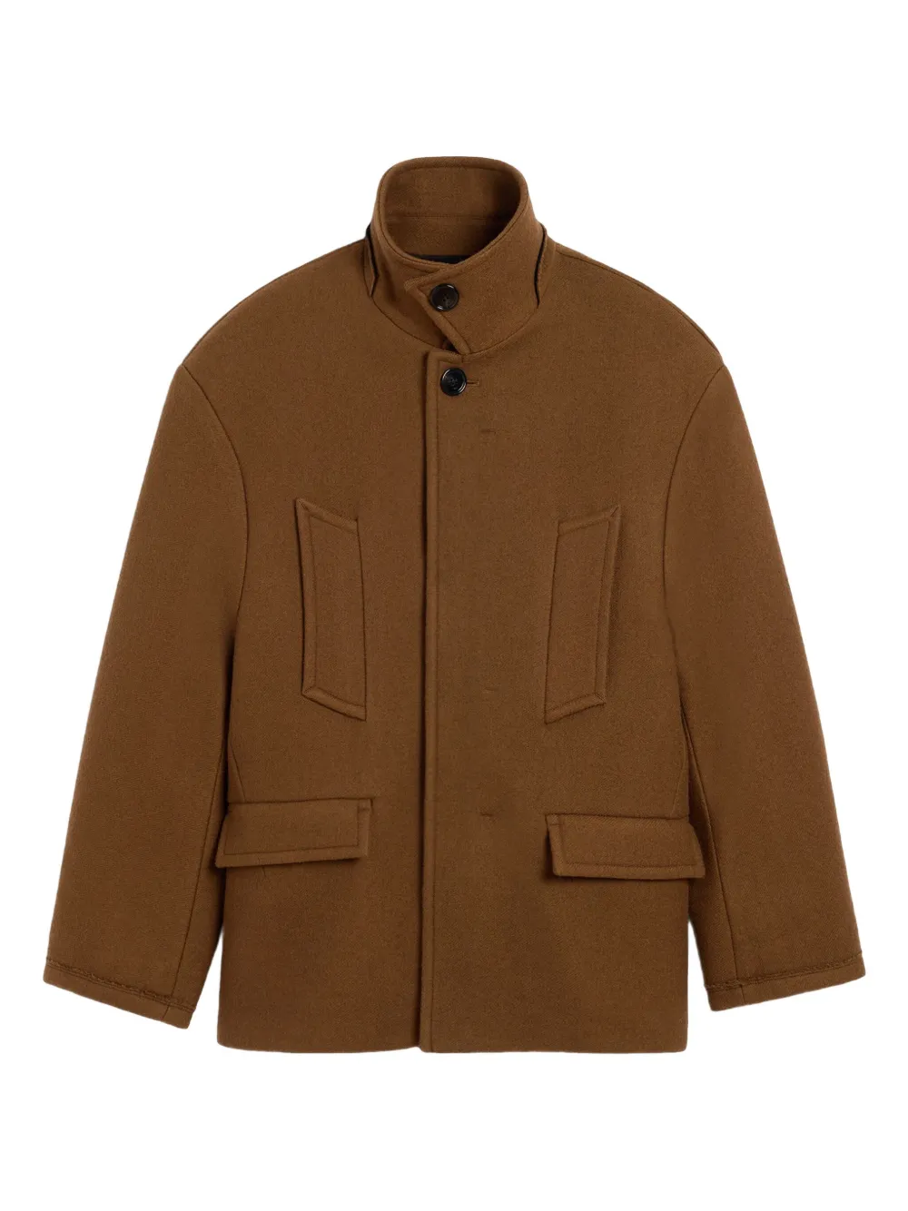 Шерстяной бушлат оверсайз с высоким воротником Ami Paris, коричневый
Шерстяной бушлат оверсайз с высоким воротником Ami Paris, коричневый