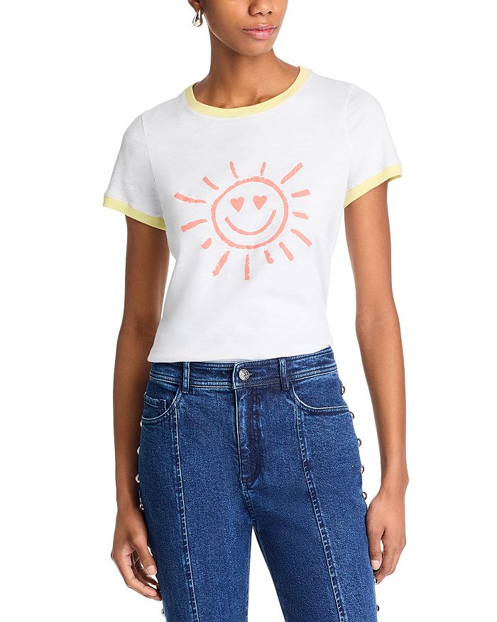 Футболка с улыбающимся солнцем и контрастной окантовкой Cinq à Sept, белый
Футболка с улыбающимся солнцем и контрастной окантовкой Cinq à Sept, белый