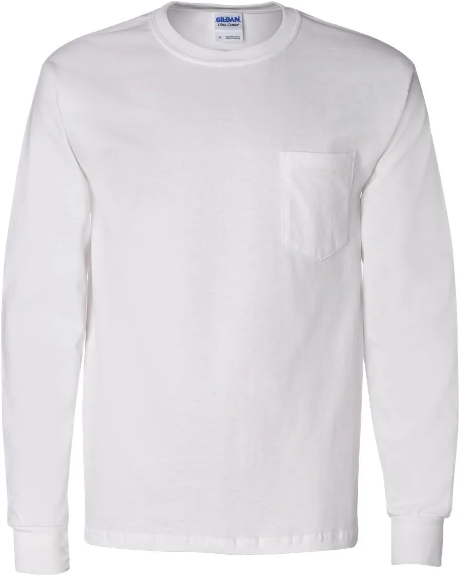Gildan Ultra Cotton 6 oz. футболка с длинным рукавом и карманом (G241) белая
Gildan Ultra Cotton 6 oz. футболка с длинным рукавом и карманом (G241) белая