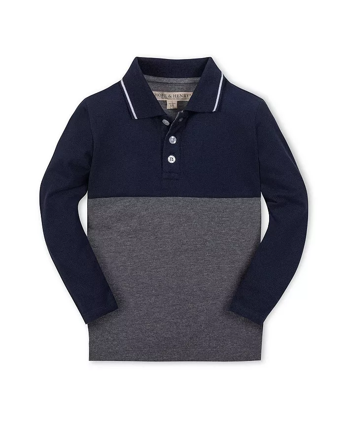Поло из органического джерси с длинными рукавами и цветными блоками для мальчиков младшего и старшего возраста Hope & Henry, синий
Поло из органического джерси с длинными рукавами и цветными блоками для мальчиков младшего и старшего возраста Hope & Henry, синий