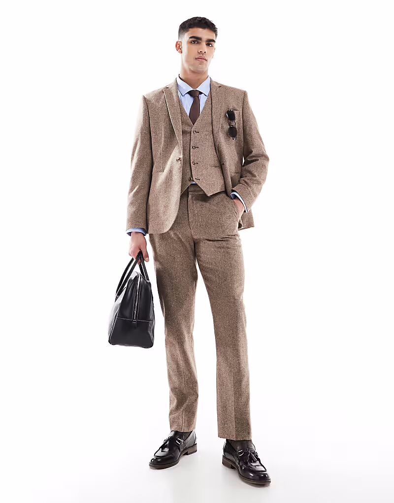 Узкие брюки из шерстяной смеси бежевого цвета Asos Design
Узкие брюки из шерстяной смеси бежевого цвета Asos Design