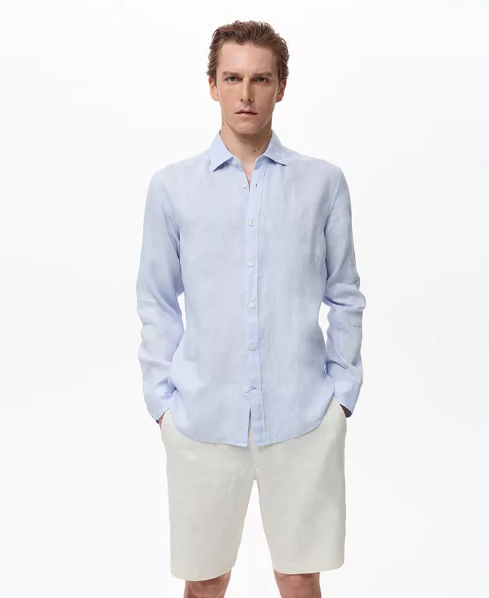 Мужская льняная рубашка с длинным рукавом Mango, синий
Мужская льняная рубашка с длинным рукавом Mango, синий