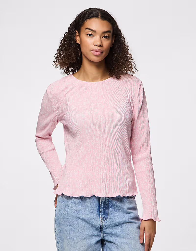 Pieces - Топ с длинными рукавами в цвете колпица-розовый 
Pieces - Топ с длинными рукавами в цвете колпица-розовый