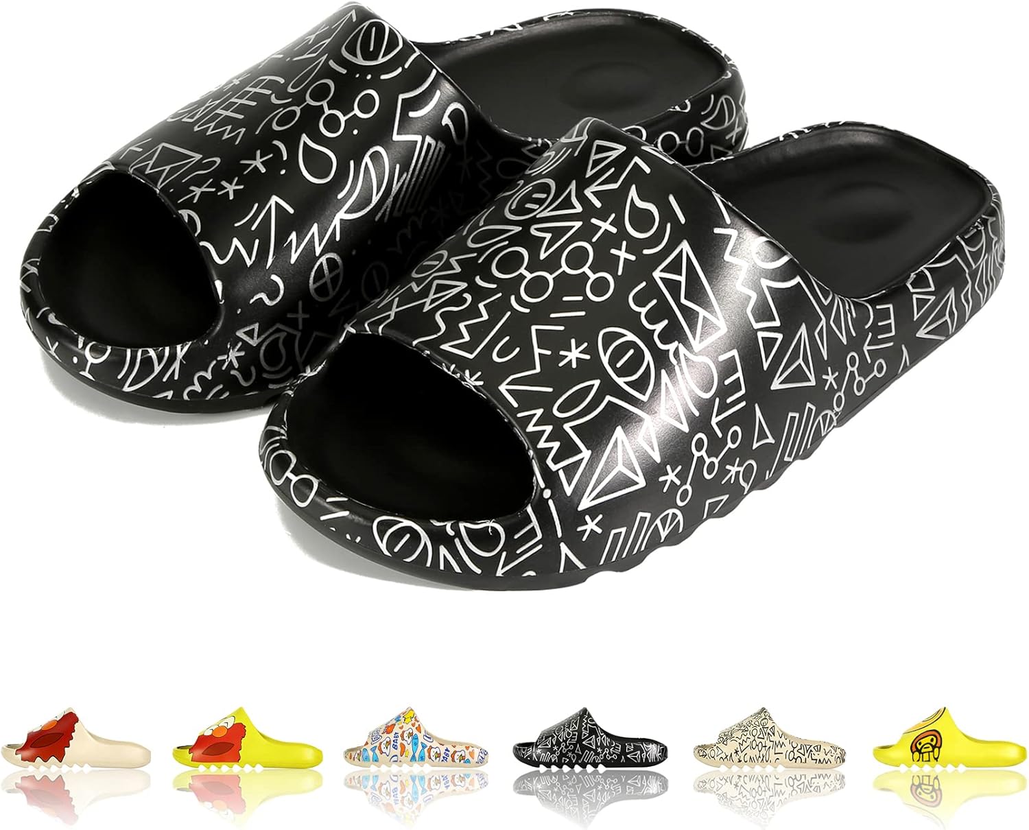 Мужские и женские тапочки-сланцы с облачной подушкой EVA, милый мультяшный принт, нескользящие для душа, с открытым носком, для ванной, дома, спа, тренажерного зала, мягкая и удобная обувь Tptoes, черный
Мужские и женские тапочки-сланцы с облачной подушкой EVA, милый мультяшный принт, нескользящие для душа, с открытым носком, для ванной, дома, спа, тренажерного зала, мягкая и удобная обувь Tptoes, черный