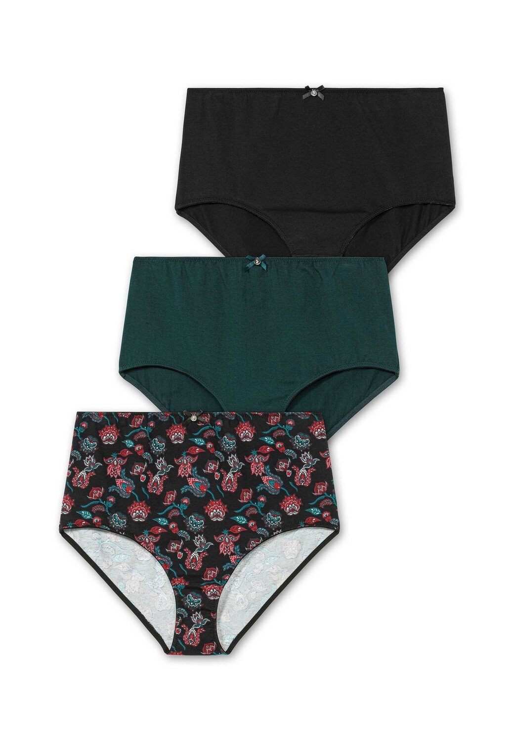 В упаковке три трусика на талии в упаковке по три штуки с декоративным бантом спереди Sheego, цвет Schwarz+gr_n+bedruckt
В упаковке три трусика на талии в упаковке по три штуки с декоративным бантом спереди Sheego, цвет Schwarz+gr_n+bedruckt