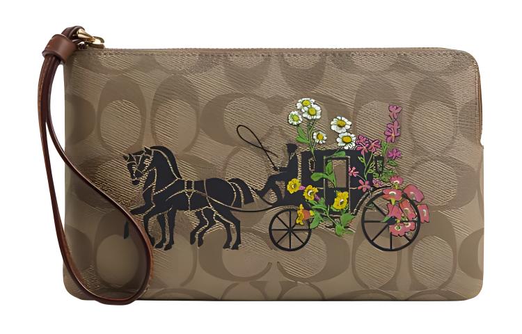 COACH Сумка на запястье Small Women's Corner Zip Signature Coated Canvas с рециклированной кожей в цветах Gold, Khaki и Multicolor
COACH Сумка на запястье Small Women's Corner Zip Signature Coated Canvas с рециклированной кожей в цветах Gold, Khaki и Multicolor