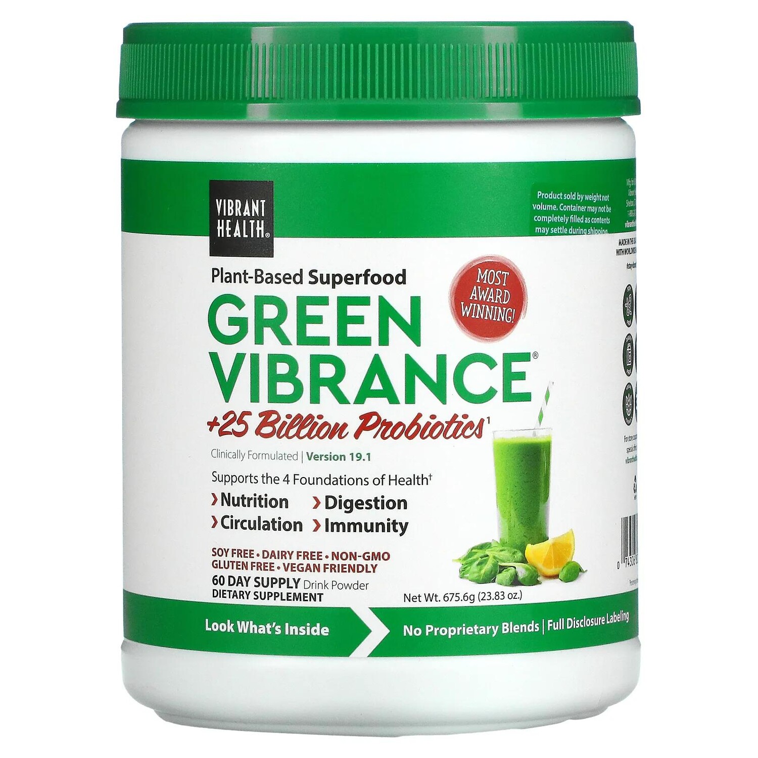 Vibrant Health Green Vibrance +25 млрд пробиотиков версия 18.0 25,04 унций (709,8 г)
Vibrant Health Green Vibrance +25 млрд пробиотиков версия 18.0 25,04 унций (709,8 г)