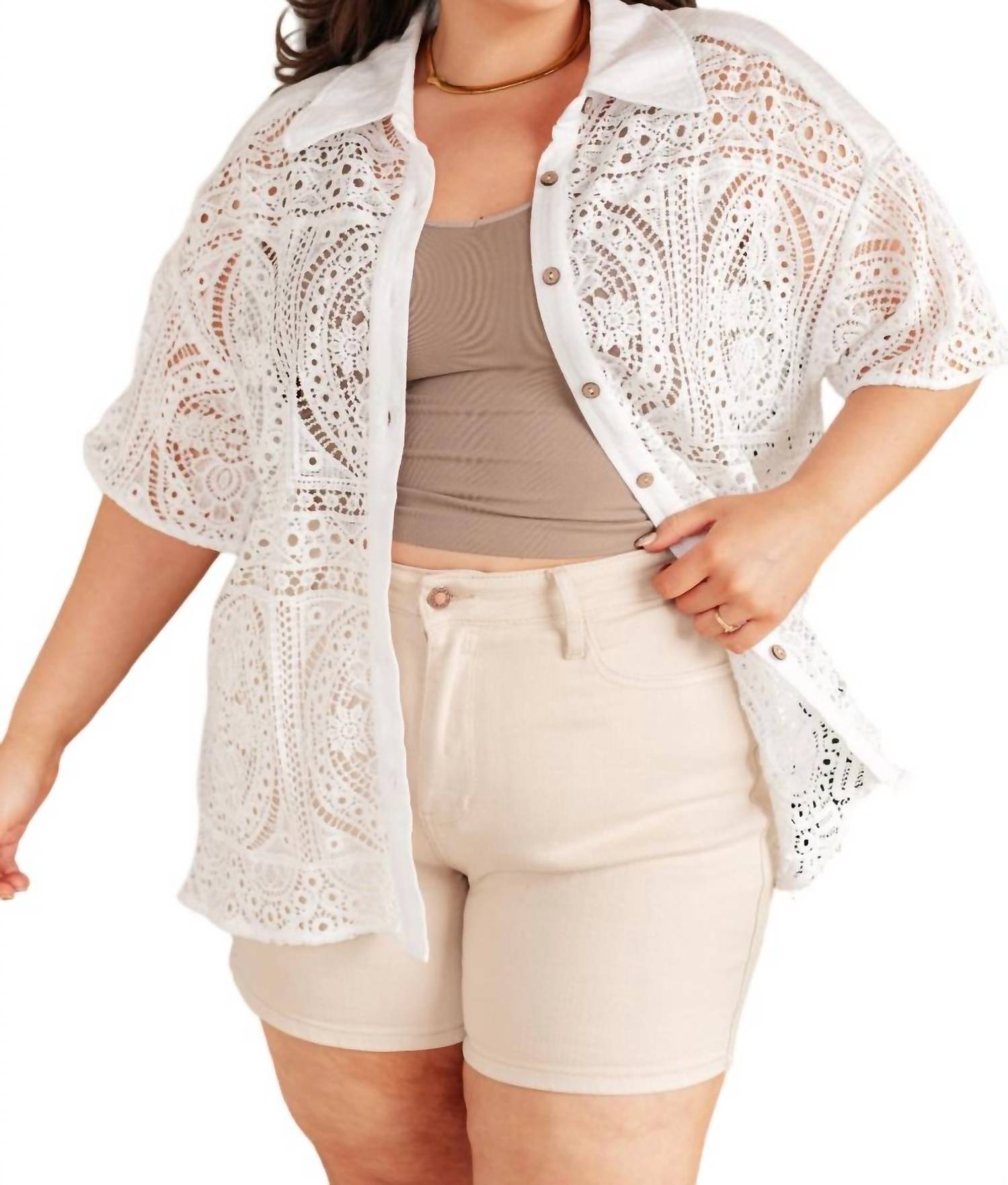 Кружевная рубашка на пуговицах Head In The Clouds белого цвета VERY J
Кружевная рубашка на пуговицах Head In The Clouds белого цвета VERY J