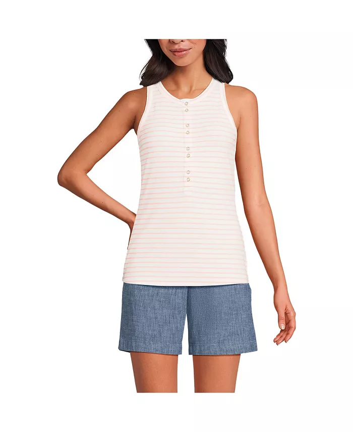 Женская драпированная облегающая майка-хенли в рубчик Lands' End, белый
Женская драпированная облегающая майка-хенли в рубчик Lands' End, белый