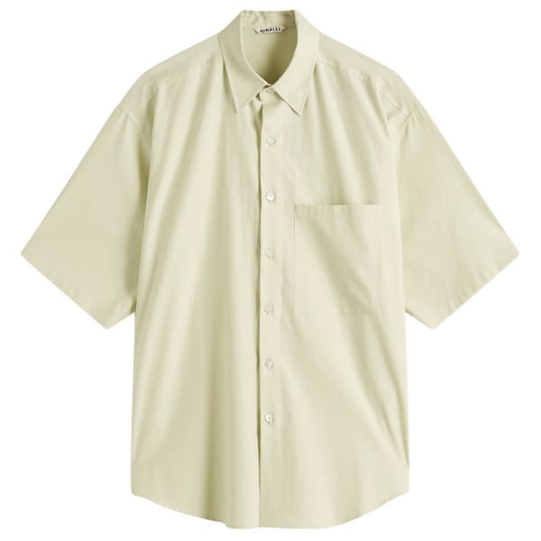 Рубашка большого размера с короткими рукавами из стираного саржевого финкса Auralee, зеленый
Рубашка большого размера с короткими рукавами из стираного саржевого финкса Auralee, зеленый