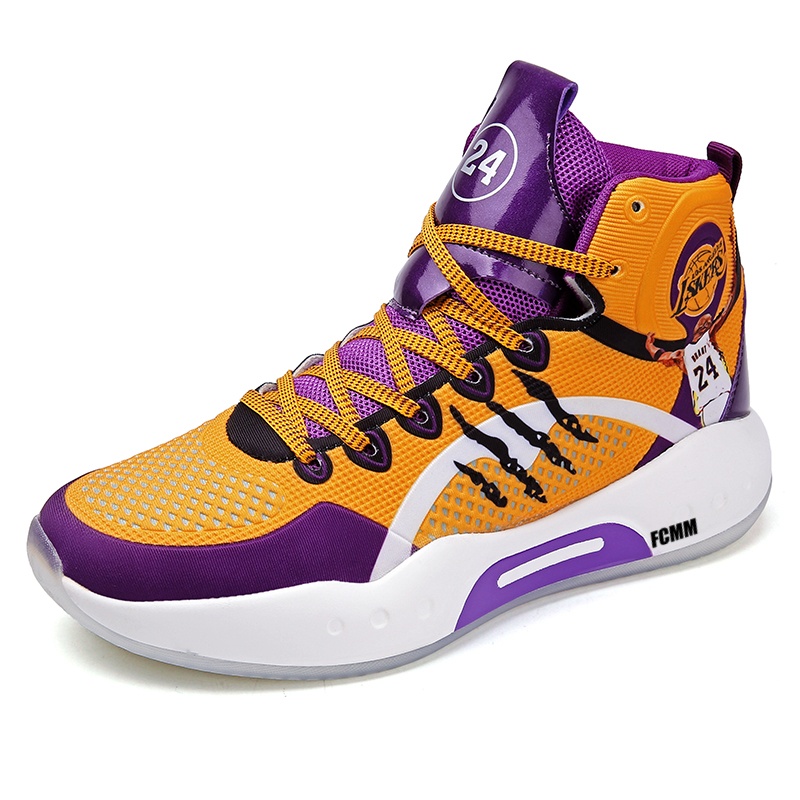 Противоскользящие и дышащие детские баскетбольные кроссовки для подростков FCMM, фиолетовый/золотой/желтый 
Противоскользящие и дышащие детские баскетбольные кроссовки для подростков FCMM, фиолетовый/золотой/желтый