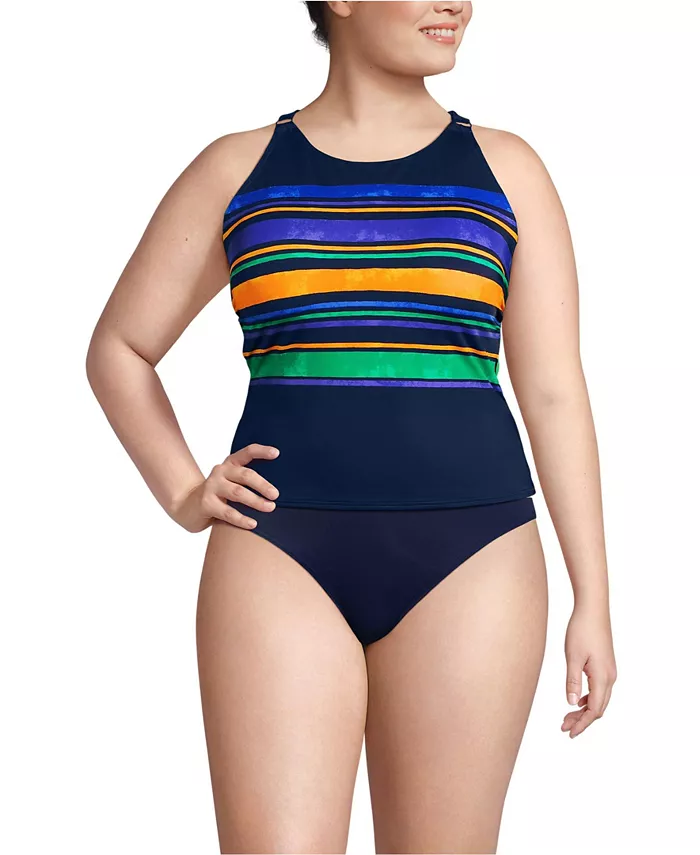 Купальник-топ танкини Plus Size с высоким горлом и ремешками на спине без затяжек Lands' End, синий
Купальник-топ танкини Plus Size с высоким горлом и ремешками на спине без затяжек Lands' End, синий