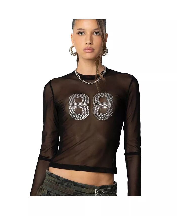 Женский топ из прозрачной сетки со стразами 88 Edikted, черный
Женский топ из прозрачной сетки со стразами 88 Edikted, черный