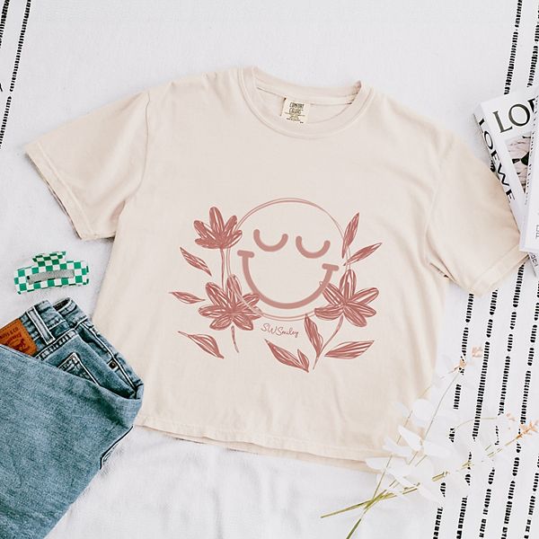 SWSmiley pink flowers outline - женский бокси кроп-топ с принтом Simply Sage Market, Butter
SWSmiley pink flowers outline - женский бокси кроп-топ с принтом Simply Sage Market, Butter