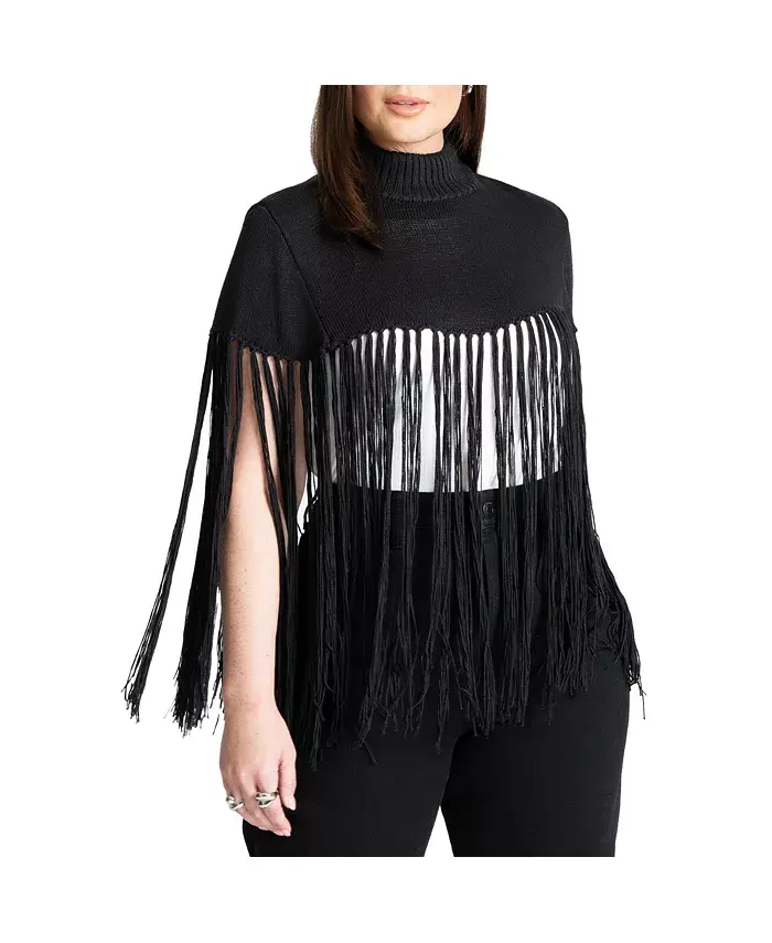 Женский полусвитер с бахромой ELOQUII, черный
Женский полусвитер с бахромой ELOQUII, черный