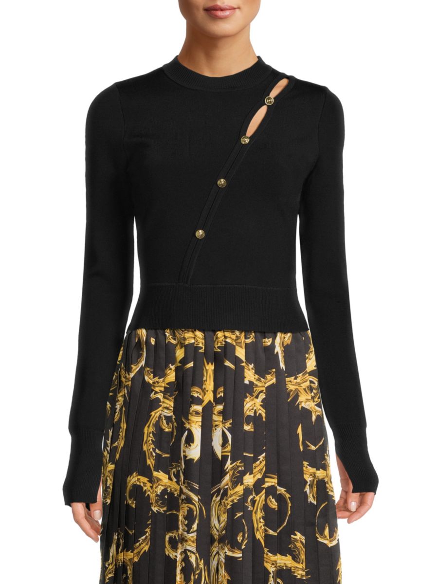 Топ с имитацией пуговиц Versace Jeans Couture, черный
Топ с имитацией пуговиц Versace Jeans Couture, черный