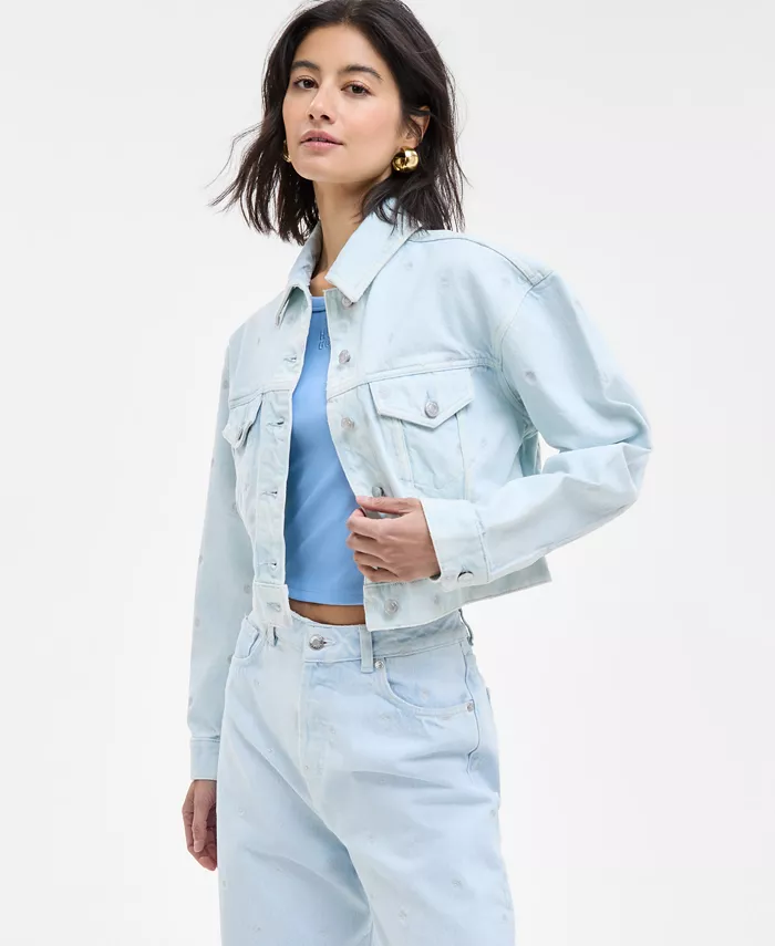 Женская хлопковая укороченная джинсовая куртка свободного кроя HUGO, синий
Женская хлопковая укороченная джинсовая куртка свободного кроя HUGO, синий