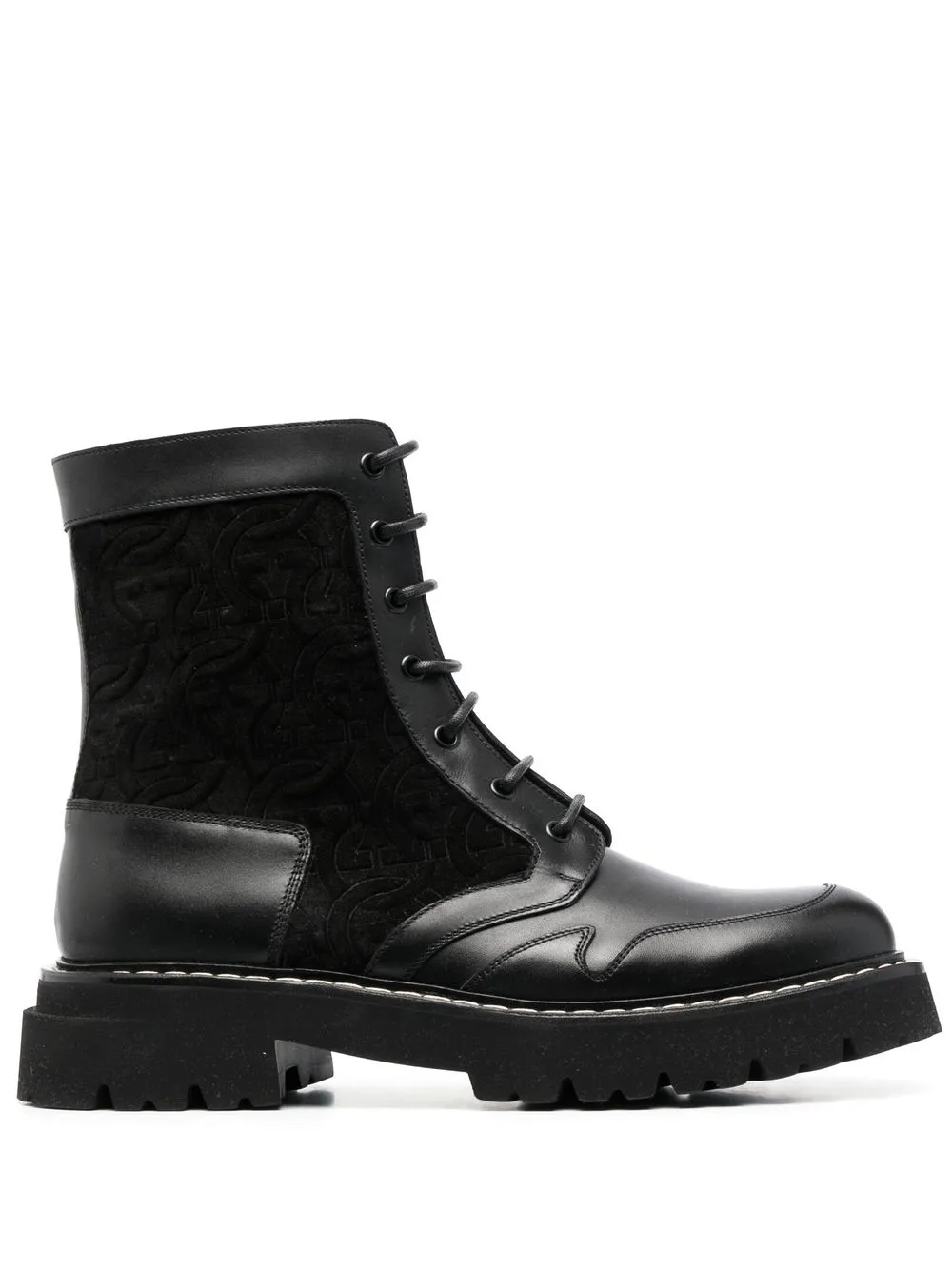 Ботинки на шнуровке со вставками Ferragamo, черный 
Ботинки на шнуровке со вставками Ferragamo, черный