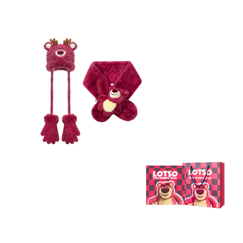 Disney Вязаная шапка из полиэстера серии "Клубничный мишка" унисекс, Lotso Antler Plush Thermal Hat 2-in-1+Plush Doll Scarf Combination
Disney Вязаная шапка из полиэстера серии "Клубничный мишка" унисекс, Lotso Antler Plush Thermal Hat 2-in-1+Plush Doll Scarf Combination