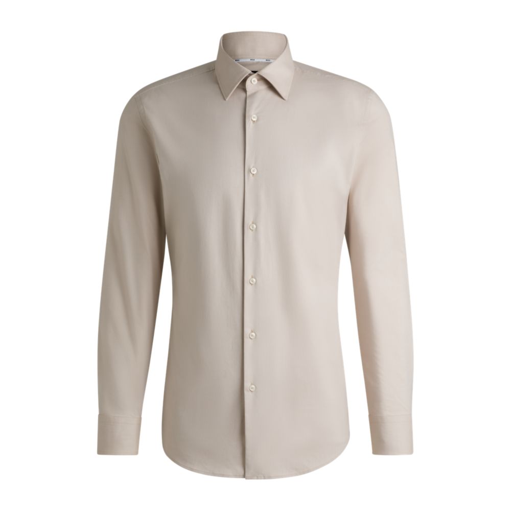 Рубашка облегающего кроя из эластичного хлопкового твила, который легко гладить BOSS, светло-бежевый
Рубашка облегающего кроя из эластичного хлопкового твила, который легко гладить BOSS, светло-бежевый