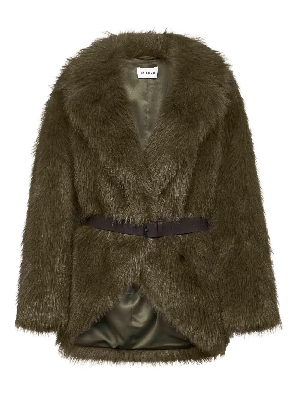 Пальто из искусственного меха с поясом P.A.R.O.S.H., зеленый
Пальто из искусственного меха с поясом P.A.R.O.S.H., зеленый