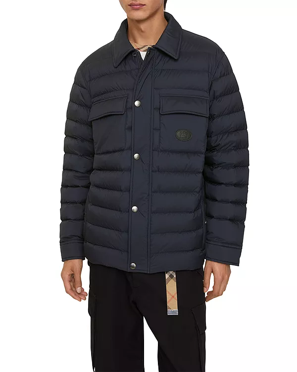 Нейлоновая пуховая рубашка с подкладкой Burberry, синий
Нейлоновая пуховая рубашка с подкладкой Burberry, синий