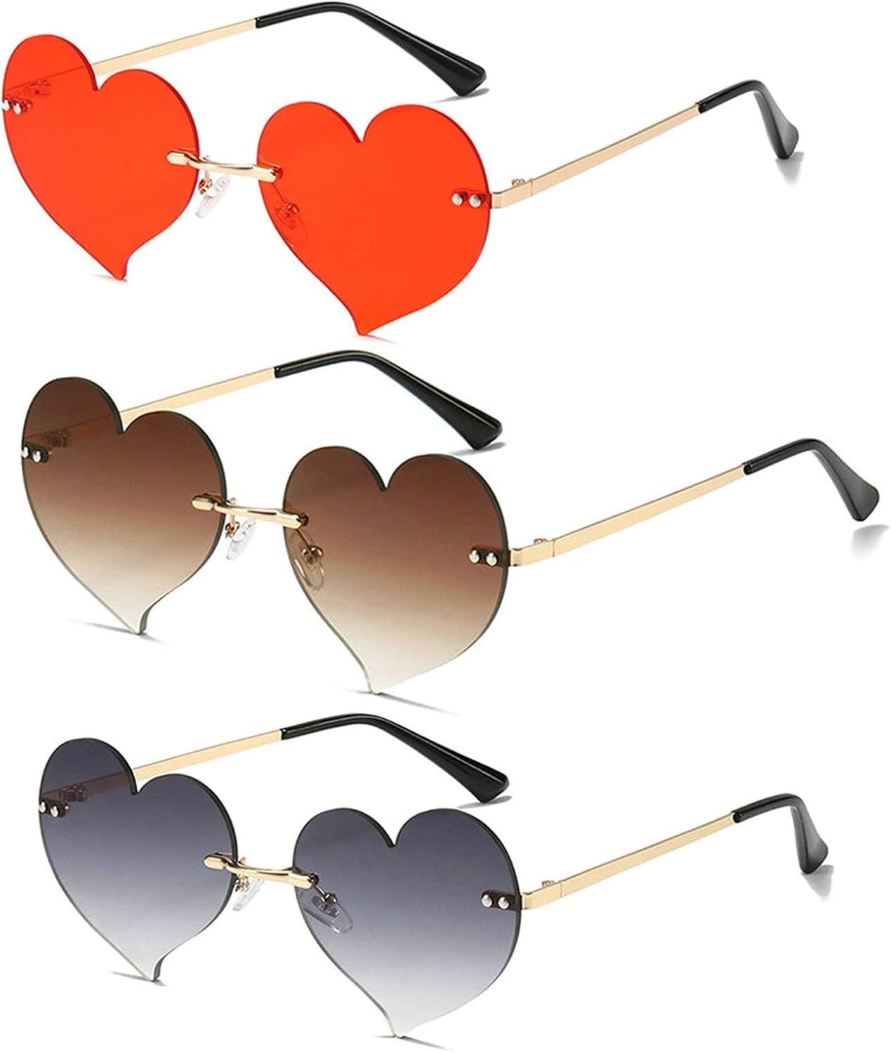 Солнцезащитные очки COTIA в форме сердца без оправы для женщин, металлическая оправа, очаровательный стиль «сердечко», очки для дискотек и вечеринок, без оправы, Red&brown&grey
Солнцезащитные очки COTIA в форме сердца без оправы для женщин, металлическая оправа, очаровательный стиль «сердечко», очки для дискотек и вечеринок, без оправы, Red&brown&grey
