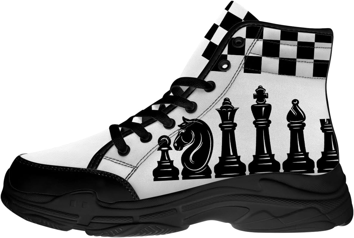Мужские и женские высокие кеды для шахматистов, черные текстильные платформенные туфли на шнуровке, подарки для него и для нее Generic
Мужские и женские высокие кеды для шахматистов, черные текстильные платформенные туфли на шнуровке, подарки для него и для нее Generic
