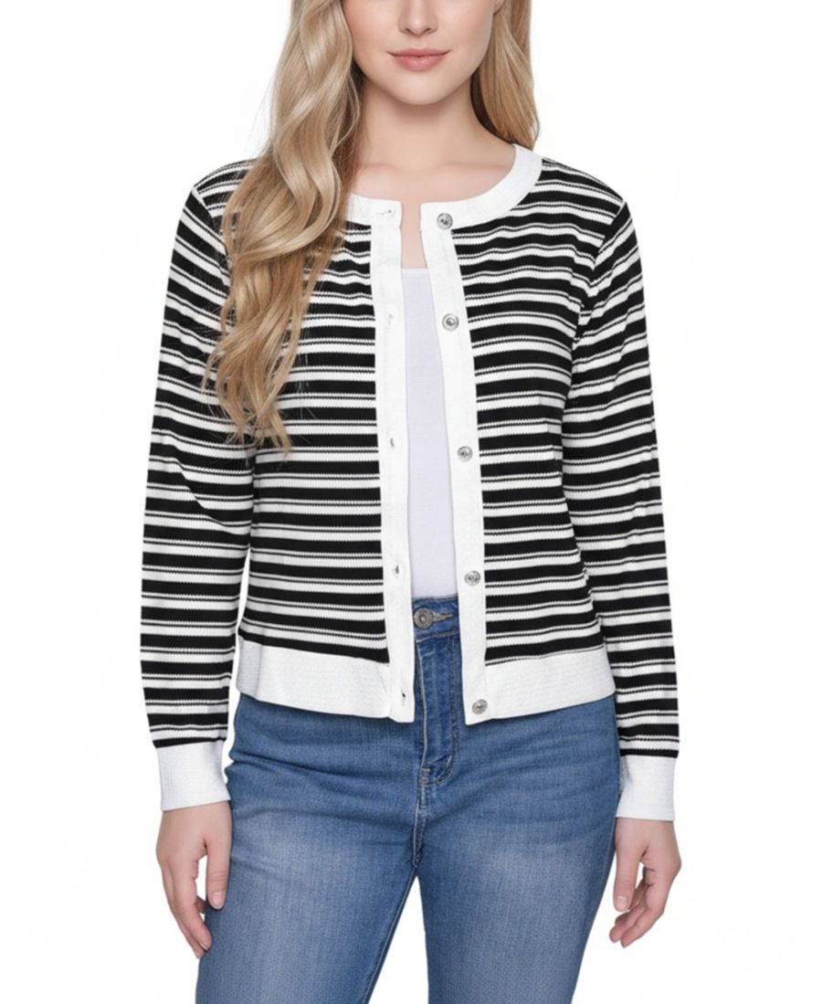 Женский кардиган с длинными рукавами в рубчик NY Collection, Black White Stripe
Женский кардиган с длинными рукавами в рубчик NY Collection, Black White Stripe