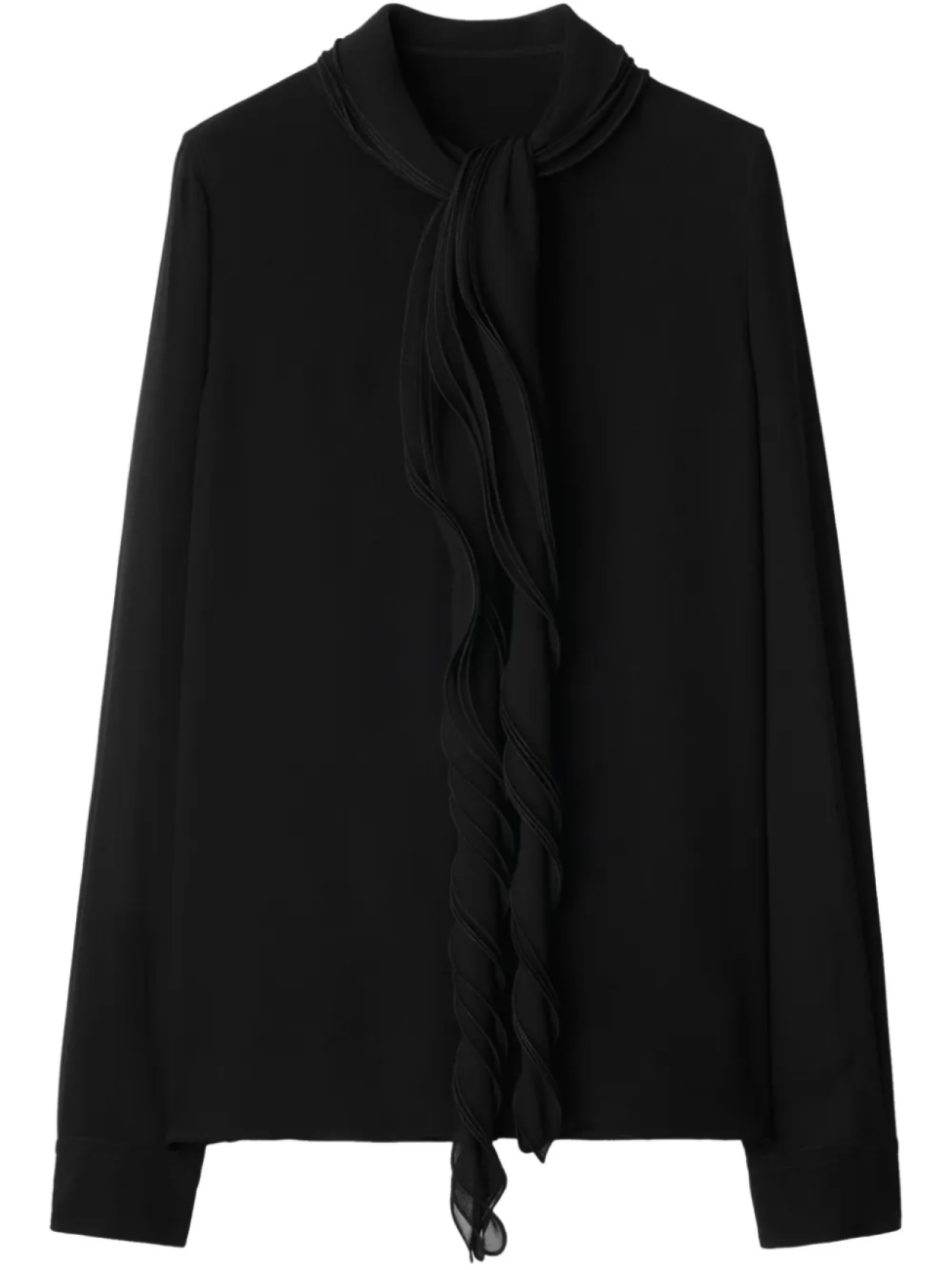 Шелковая блузка Burberry с оборками, черный
Шелковая блузка Burberry с оборками, черный